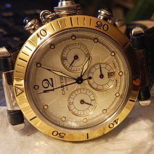 Cartier Pasha 2113 Automatic 18K/Steel 38mm Two-Tone Chronograph Men's Watch+Box